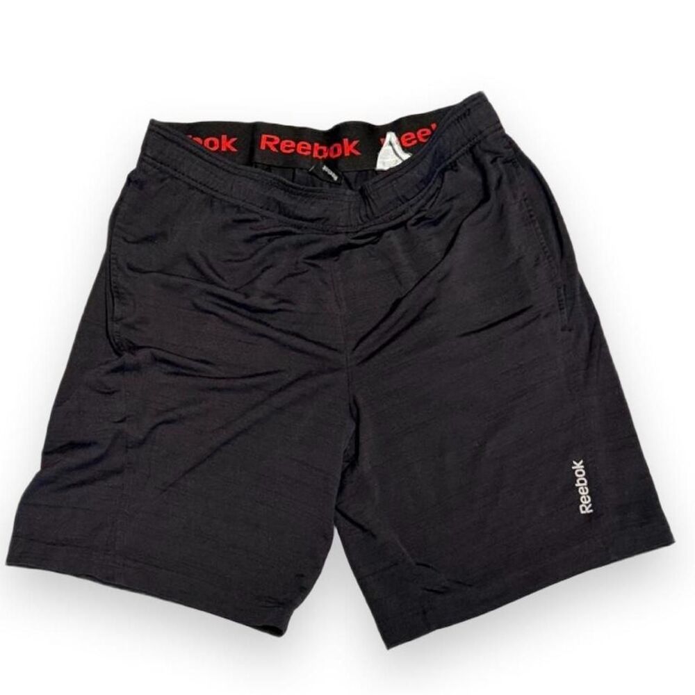 Reebok Black Athletic Shorts Red Waistband Men's M